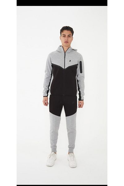 2AS Tech Fleece Gray-Black Tracksuit Set
