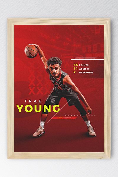 Saturn Pictură înrămată Trae Young - Pictură poster NBA de baschet