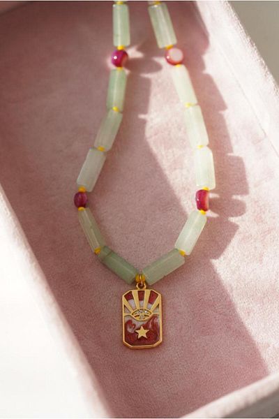 AŞIK ACCESSORIES Natural Stone Necklace with Eye Figure