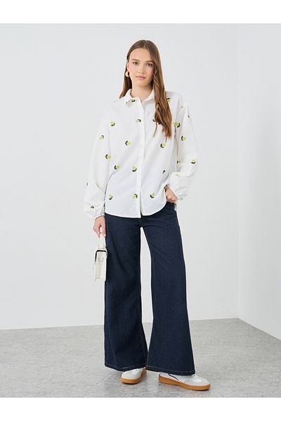 Styli All-Over Print Long Sleeve Oversized Shirt