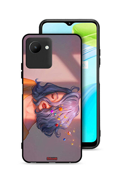 Tolwak غطاء حماية Realme C30s بتصميم فتاة وفن الفضاء