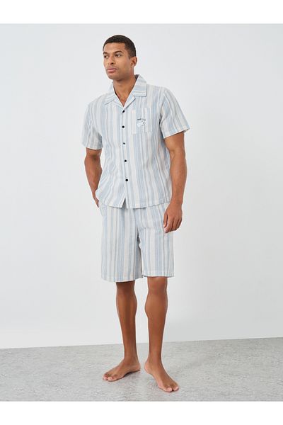 Styli Men Striped Short Sleeve Shirt and Shorts Set