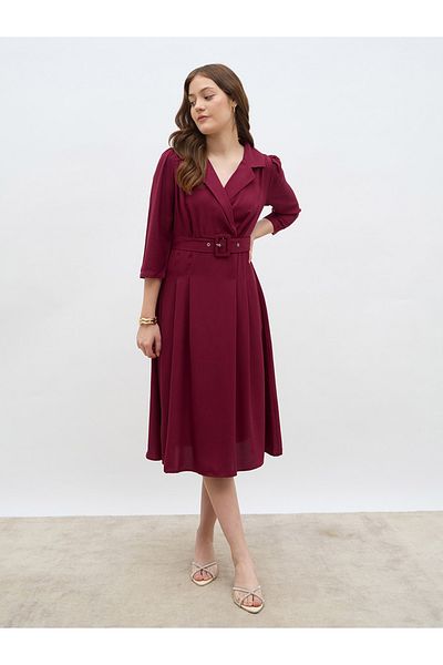Styli Solid Pleated A-Line Wrap Midi Dress