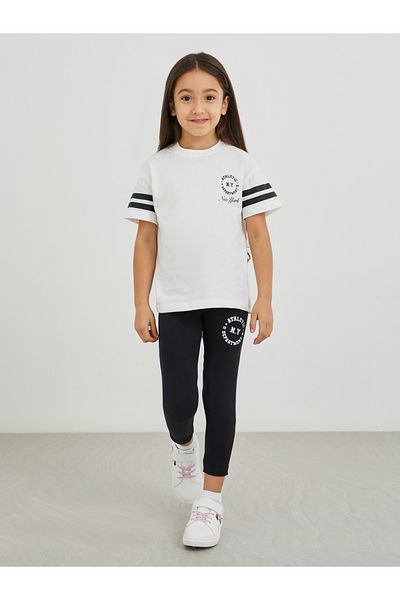 Styli Slogan Print Round Neck T-Shirt and Leggings Set