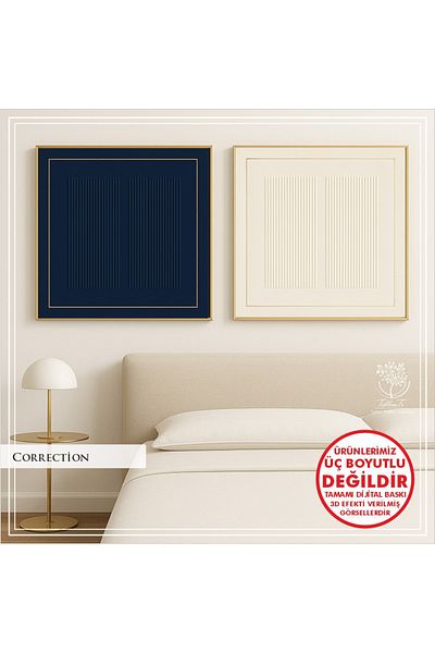 Tablomtr Set de 2 picturi decorative cu cadru metalic imprimat digital și sticlă - Model de corecție D