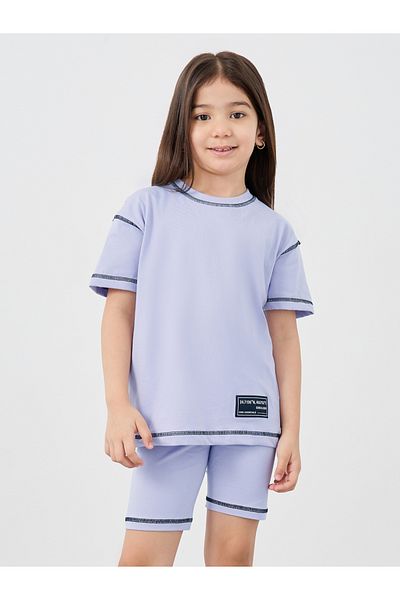 Styli Oversized Badge Detail T-Shirt and Cycle Shorts Set
