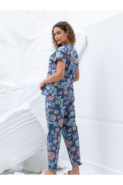 Sanskrutihomes By Styli Printed Pure Cotton Top with Trousers Co-Ords
