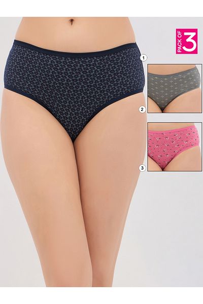 Clovia By Styli Pack of 3 - Printed Mid Rise Hipster Briefs