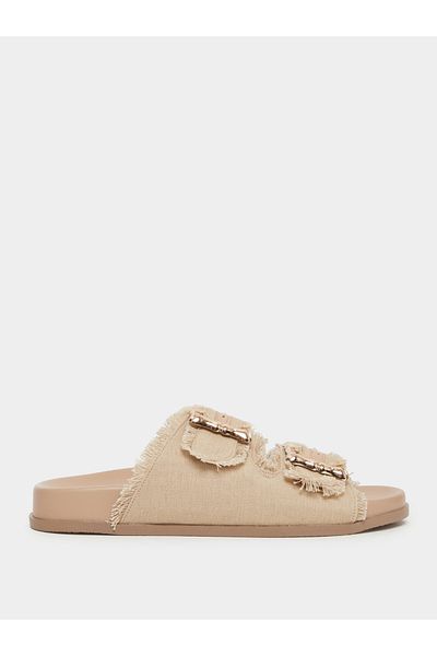 Styli Buckle Belt Detail Raw Edge Comfort Sandals
