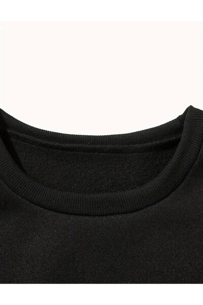 caddekombin Μαύρο φούτερ με λαιμόκοψη με στάμπα πικραλίδας