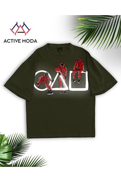 ACTIVE MODA -Men's Cotton Printed Squid Game Icon Short Sleeve Tshirt Oversize Big Size