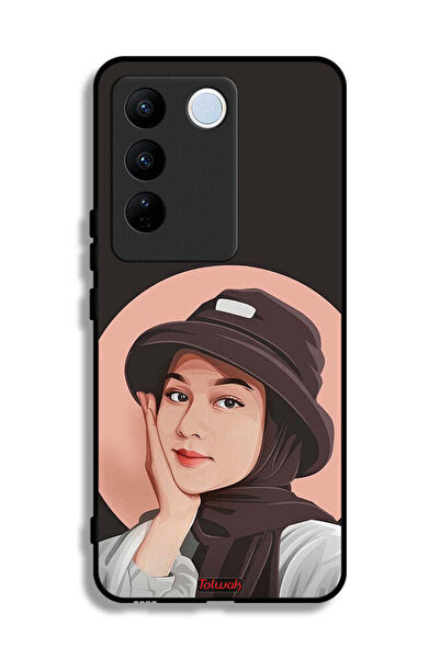 Tolwak غطاء حماية Vivo S16 بتصميم فتاة قبعة لطيفة مع رسمة فنية