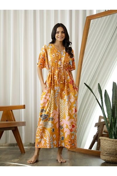 Sanskrutihomes By Styli Floral Printed Cotton Wide Leg Jumpsuit
