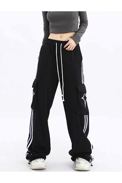 RockMore Y2K Harajuku Stripe Detail Sweatpants/Pants