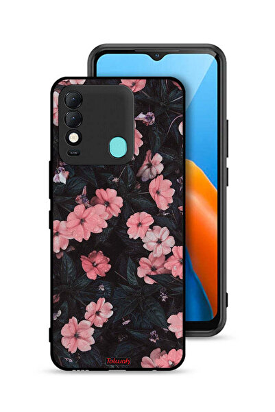 Tolwak غطاء حماية لهاتف تكنو سبارك 8 - لون الخوخ والورود الصغيرة