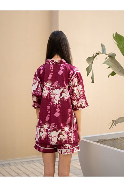 Sanskrutihomes By Styli Pure Cotton Printed Top and Shorts Pyjama Set