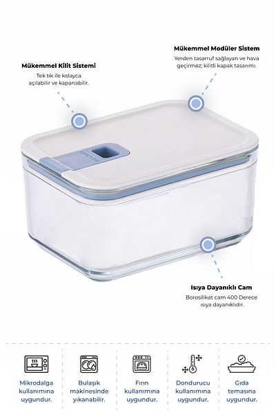 NEOFLAM Perfect Seal Deep Glass Storage Container 1100 ml