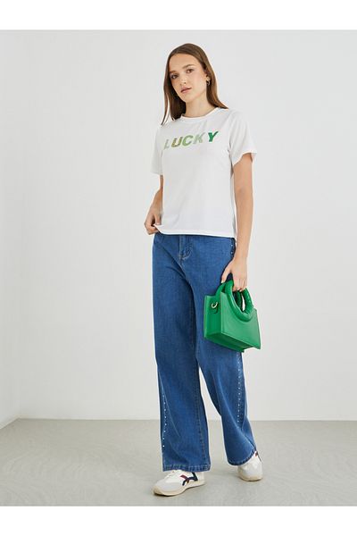 Styli Slogan Print Short Sleeve T-Shirt