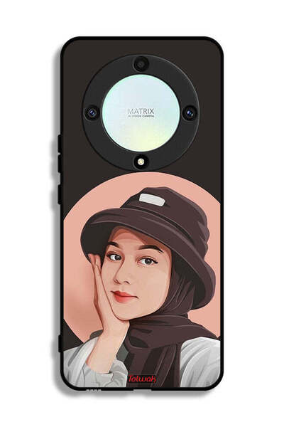 Tolwak غطاء حماية لهاتف Honor X9a - رسمة فتاة قبعة لطيفة