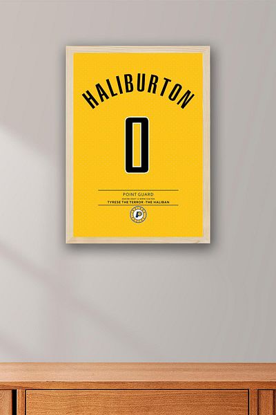 Saturn Tyrese Haliburton Jersey Framed Painting - Nba Indiana Pacers Jersey