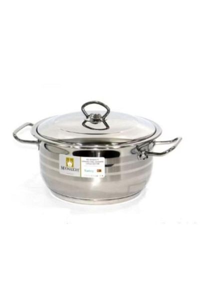 Generic Stainless steel pot with silver lid 34cm