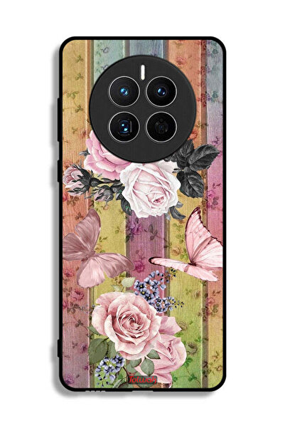 Tolwak غطاء حماية لهاتف هواوي ميت 50 إي بنقشة فراشات الخوخ والورود