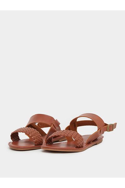 Styli Braided Sling Back Flat Sandals