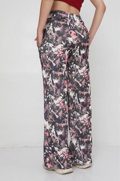 lzv Women's Patterned Ottoman Fabric Palazzo Trousers