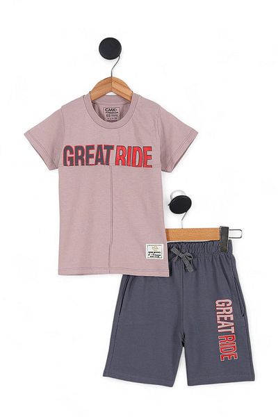 Ege Bebek Tight Mold! Erk K Children 4-11 Years Pocket Summer Detail Shorts Bottom Top Set