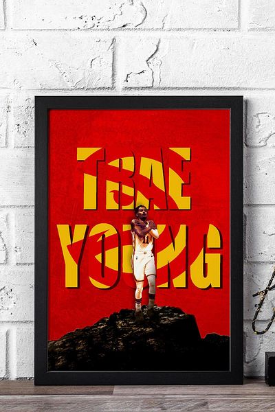 Saturn Trae Young Framed Painting - Basketball Nba Poster Painting