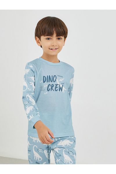 Styli Slogan Print Long Sleeve T-Shirt and Pyjama Set
