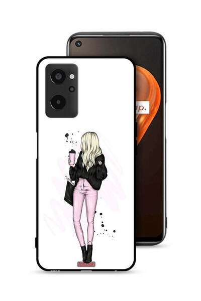 Tolwak Realme 9i 4G Protective Case Cover Girl Holding Coffee Cup Art