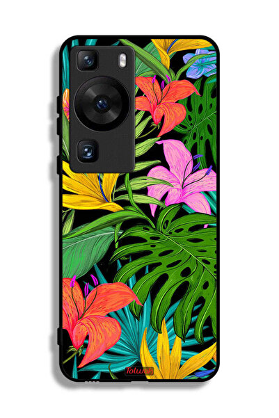 Tolwak غطاء حماية لهاتف هواوي بي 60 بنقشة زهور استوائية وأوراق شجر
