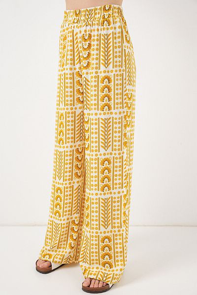 Bigdart Women's Patterned Viscose Trousers 6749 - Yellow