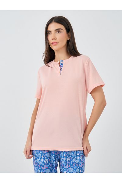 Styli Solid Short Sleeve T-Shirt and Pyjama Set