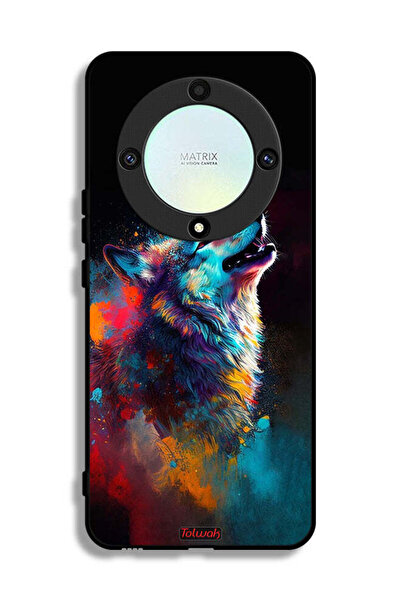 Tolwak غطاء حماية لهاتف Honor X9a - فن الذئب الملون