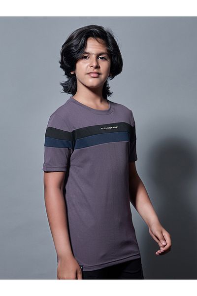Technosport By Styli Color Block Short Sleeves Round Neck T-Shirt