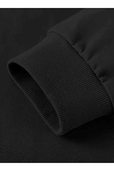 caddekombin Μαύρο φούτερ με λαιμόκοψη με στάμπα λεοπάρ μισό πρόσωπο