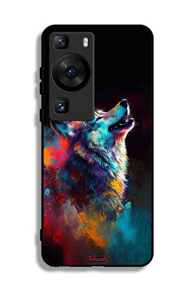 Tolwak غطاء حماية لهاتف هواوي P60 Pro بتصميم ذئب ملون