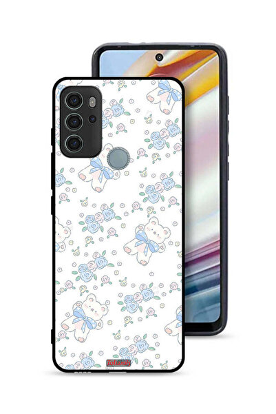 Tolwak غطاء حماية لهاتف موتورولا موتو جي 60 إس، مزين بدب تيدي لطيف وزهور