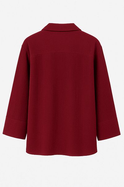 EDITION WOMAN Burgundy Muslin Natural Cotton Tie-Up Kimono Shirt