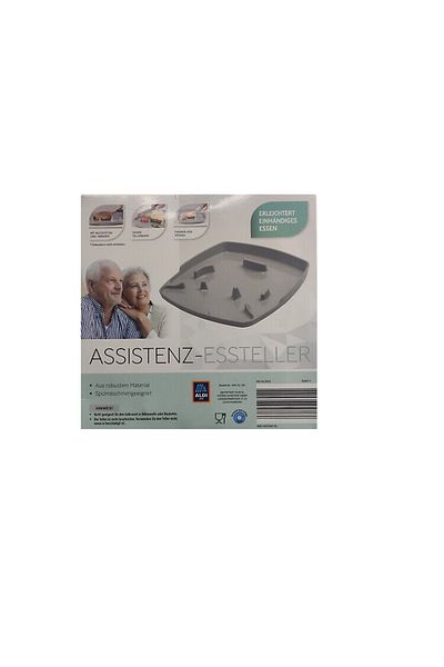 OEM High plate with auxiliary walls for seniors, hard plastic, gray