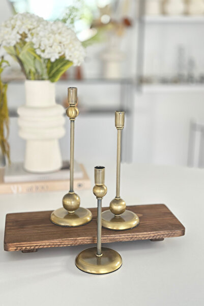 Shura Homeware 3'LÜ HERA METAL ESKİTME ŞAMDAN & DEKORATİF MUMLUK