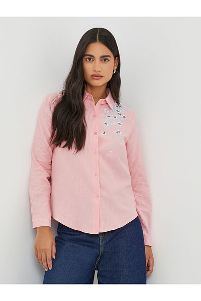 Styli Floral Embroidered Buttoned Shirt
