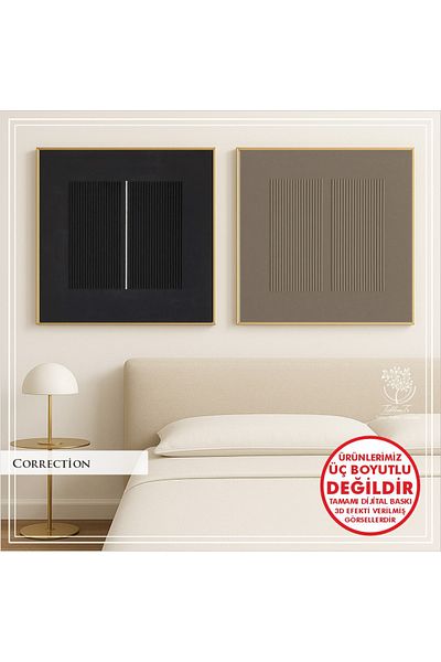 Tablomtr Set de 2 picturi decorative cu cadru metalic imprimat digital și sticlă - Model de corecție C