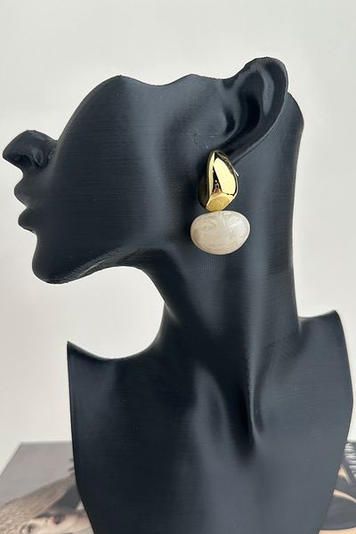 Modex Geometric Metal Detail Acrylic Ball Earrings (3cm)