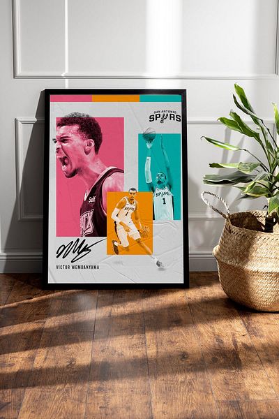 Saturn Victor Wembanyama Framed Painting - San Antonio Spurs Nba Poster Painting