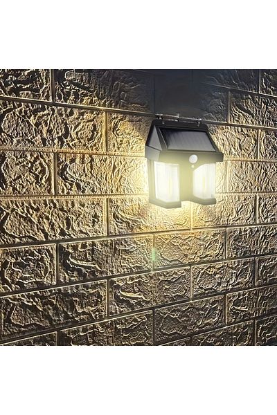 divendi-ro Set of 5 x Double solar wall lights, 2W, 1200LM, weatherproof IP65, for home or garden, black