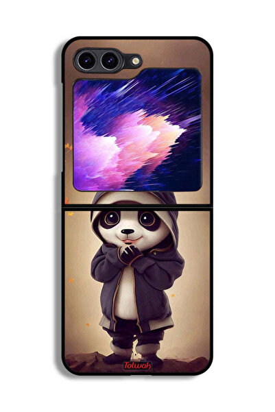 Tolwak غطاء حماية لهاتف Samsung Galaxy Z Flip6 بتصميم الباندا الصغير اللطيف