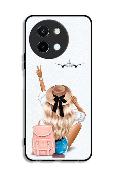 Tolwak غطاء حماية لهاتف Vivo Y38 5G بتصميم فتاة تحب السفر